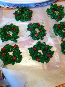 These are Bee's Christmas cookies, she baked. She says that they were in no way inspired by the Olympics.